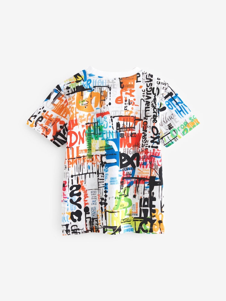 Multi Graffiti All-Over Print Short Sleeves 100% Cotton T-Shirt (3-16yrs) - Image 2 of 3