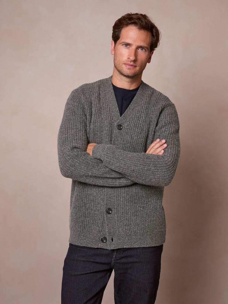 Celtic & Co. Grey Ribbed V-Neck Jumper - Image 2 of 6