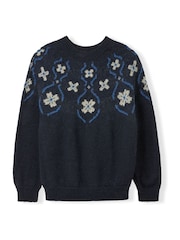 Celtic & Co. Blue British Wool Abstract Floral Jumper - Image 5 of 7