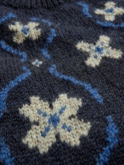 Celtic & Co. Blue British Wool Abstract Floral Jumper - Image 7 of 7