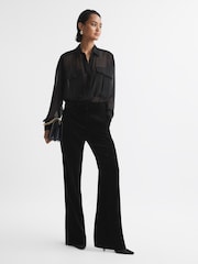 Reiss Black Adaline Oversized Sheer Button-Through Shirt - Image 3 of 5