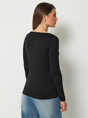 Long Tall Sally Black/White Square Neck Tops 2 Pack - Image 5 of 7