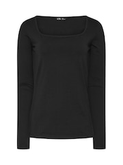 Long Tall Sally Black/White Square Neck Tops 2 Pack - Image 7 of 7