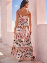 Rust Paisley Button Down Maxi Summer Dress - Image 4 of 8