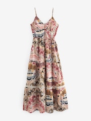Rust Paisley Button Down Maxi Summer Dress - Image 7 of 8
