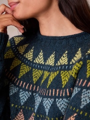 Celtic & Co. Green British Wool Geo Fair Isle Yoke Jumper - Image 5 of 8