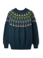 Celtic & Co. Green British Wool Geo Fair Isle Yoke Jumper - Image 6 of 8