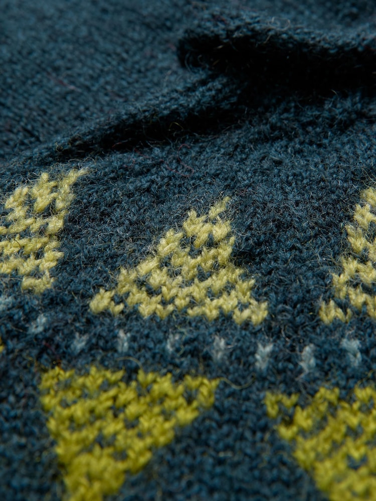 Celtic & Co. Green British Wool Geo Fair Isle Yoke Jumper - Image 8 of 8
