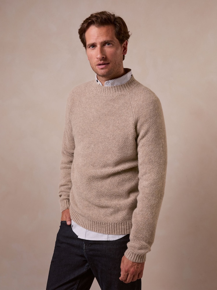 Celtic & Co. Natural Moss Stitch Crew Neck Jumper - Image 1 of 8 Celtic & Co. Natural Moss Stitch Crew Neck Jumper - Image 1 of 8