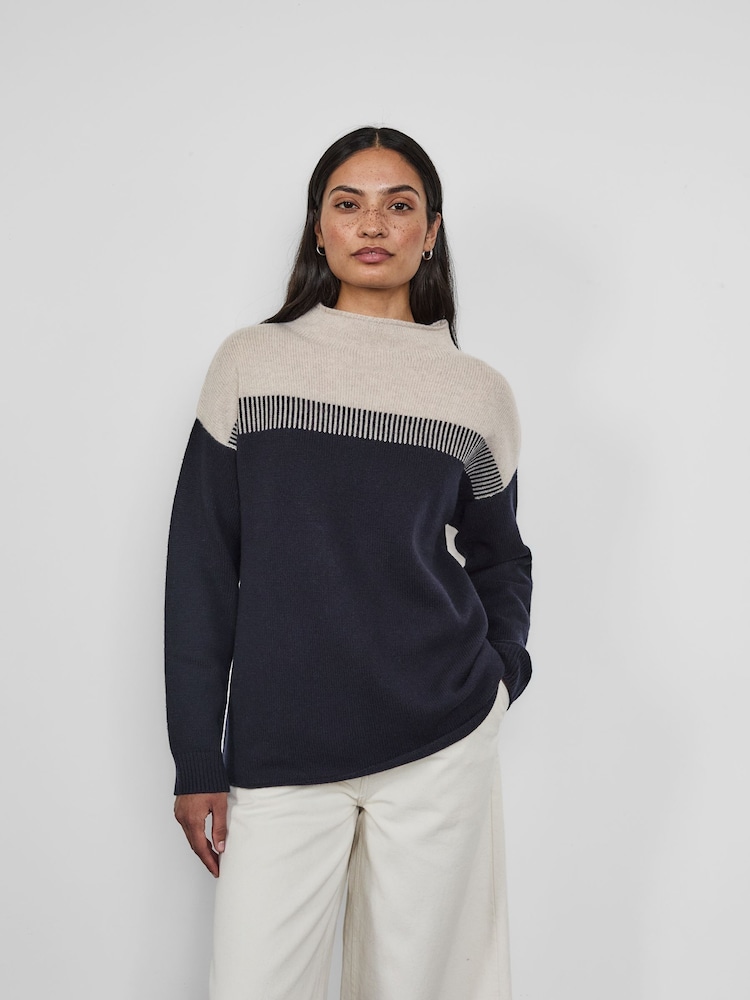 Celtic & Co. Blue Felted Funnel Neck Jumper - Image 2 of 5