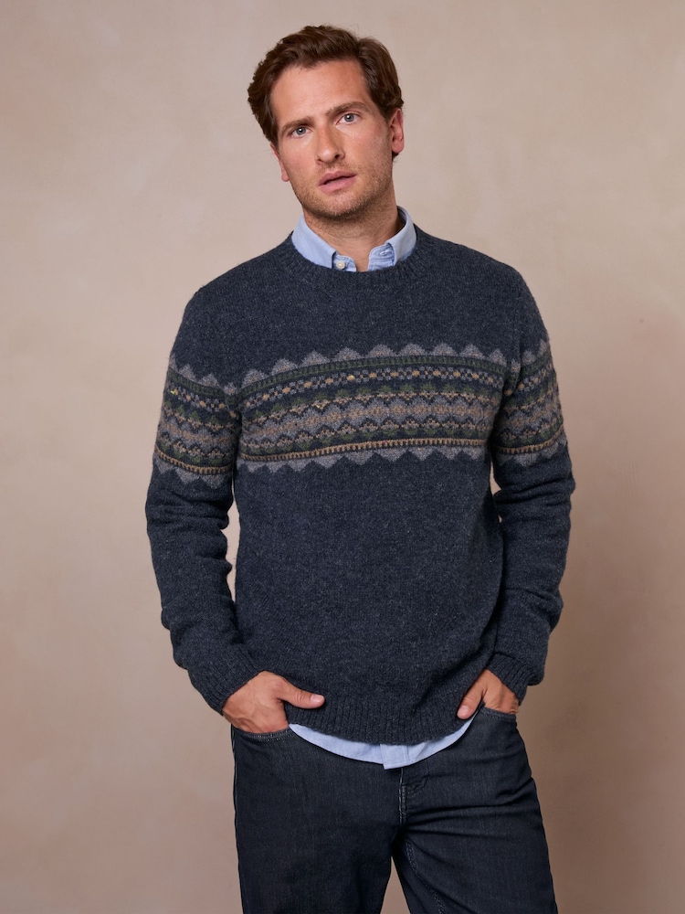 Celtic & Co. Blue Fair Isle Jumper - Image 1 of 8 Celtic & Co. Blue Fair Isle Jumper - Image 1 of 8
