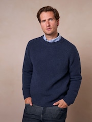 Celtic & Co. Blue Ribbed Fishermans Jumper - Image 1 of 5