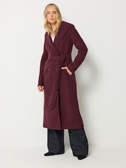 Long Tall Sally Red Faux Fur Collar Midi Coat - Image 3 of 7