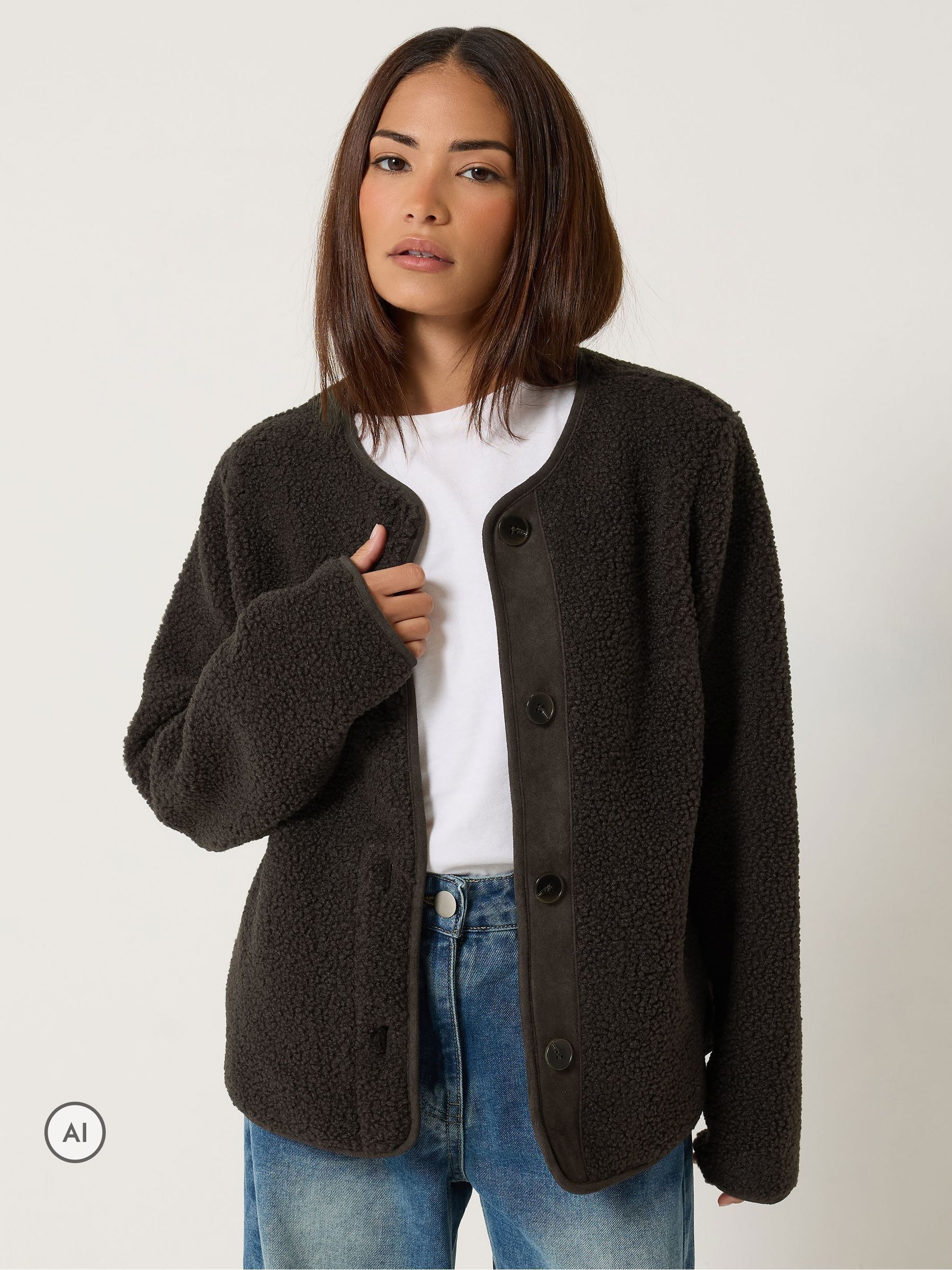 Pixiegirl Petite Women's Brown Borg Jacket - Image 1