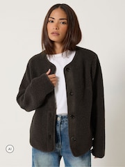 PixieGirl Petite Brown Borg Jacket - Image 1 of 6