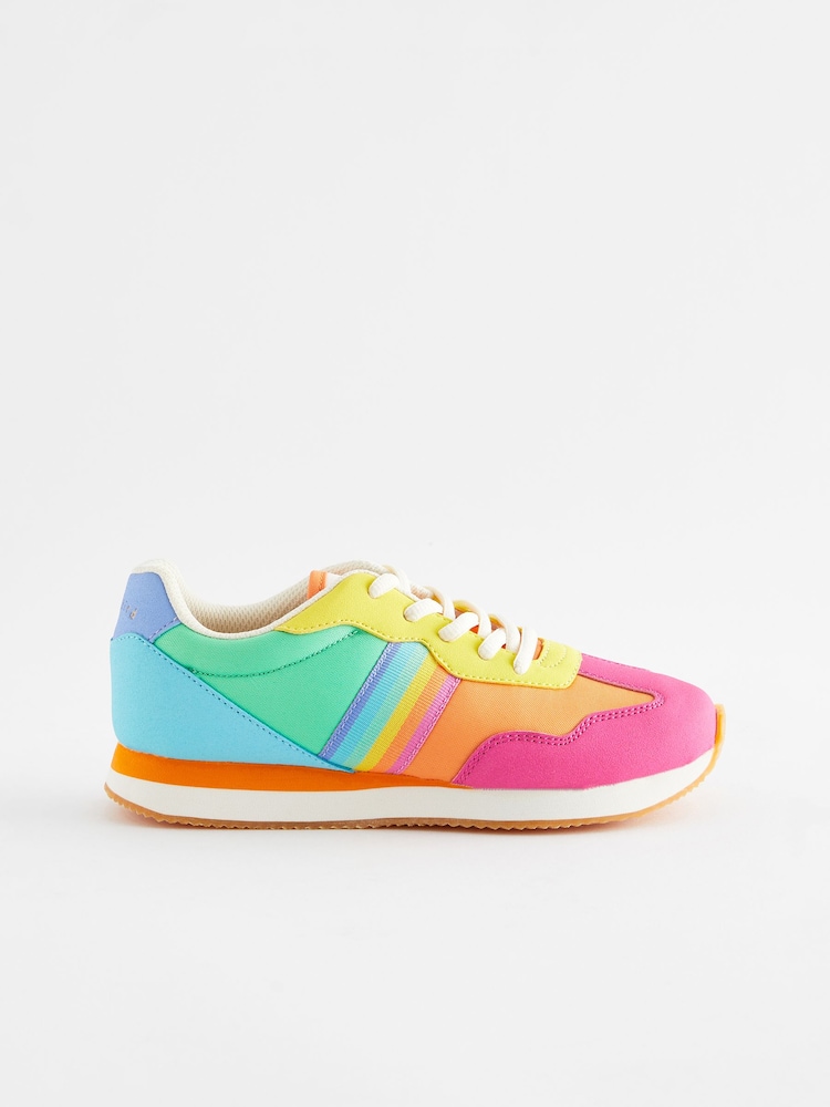 Little Bird by Jools Oliver Multi Pastel Older Colourful Rainbow Retro Runner Trainers - Image 2 of 5