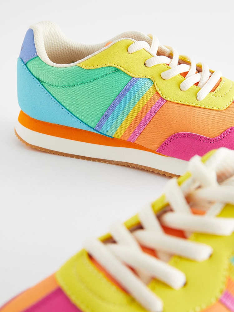 Little Bird by Jools Oliver Multi Pastel Older Colourful Rainbow Retro Runner Trainers - Image 4 of 5