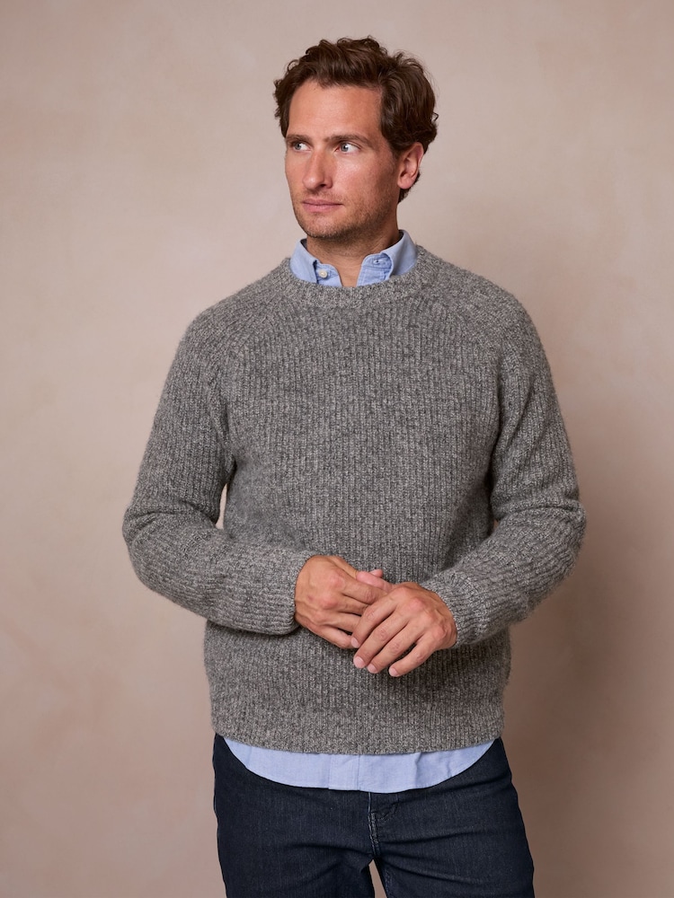 Celtic & Co. Grey Ribbed Fishermans Jumper - Image 1 of 6