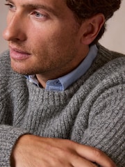 Celtic & Co. Grey Ribbed Fishermans Jumper - Image 4 of 6