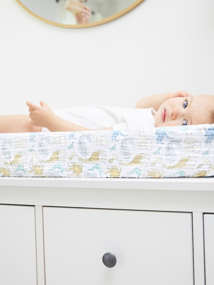 aden + anais Natural Essentials 100% Cotton Muslin Changing Mattress Cover - Image 1 of 5 aden + anais Natural Essentials 100% Cotton Muslin Changing Mattress Cover - Image 1 of 5