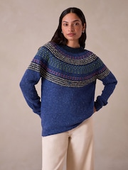 Celtic & Co. Blue Float Stitch Yoke Donegal Jumper - Image 2 of 6