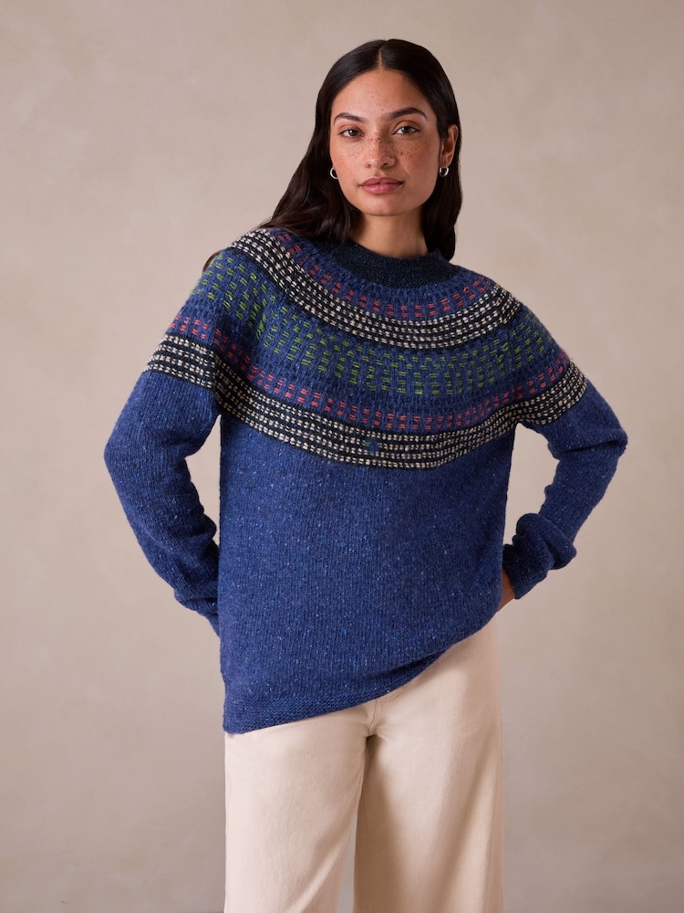 Celtic & Co. Blue Float Stitch Yoke Donegal Jumper - Image 2 of 6 Celtic & Co. Blue Float Stitch Yoke Donegal Jumper - Image 2 of 6