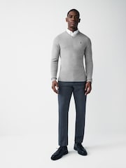 Grey Oxford V-Neck Regular Mock Shirt Jumper - Image 2 of 7