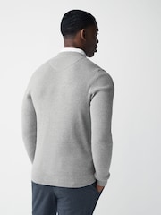 Grey Oxford V-Neck Regular Mock Shirt Jumper - Image 4 of 7