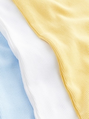 Blue/Yellow/White Cotton Rib Vests 3 Pack - Image 10 of 10