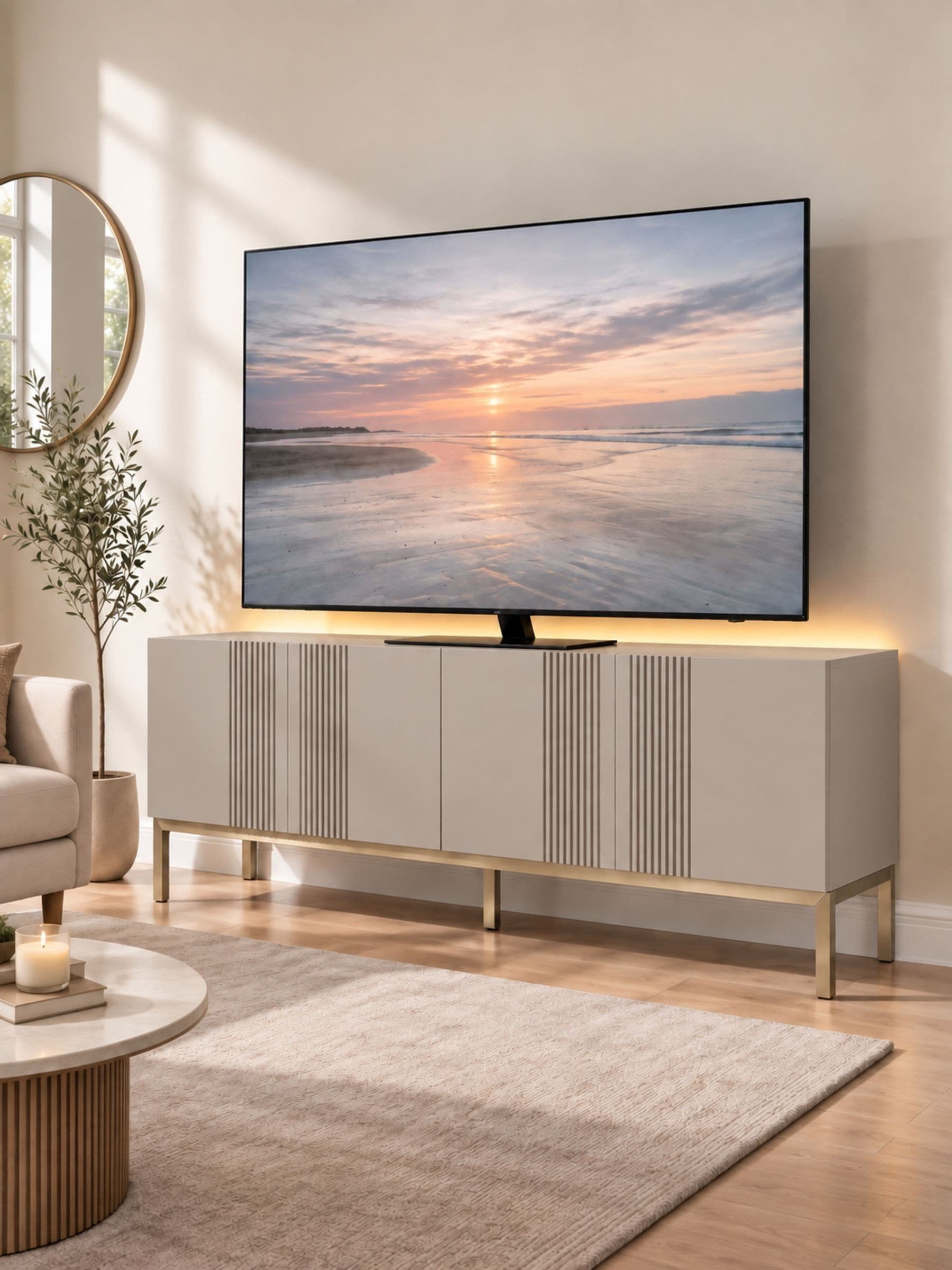 Frank Olsen Unisex Grey Iona 4 Door Large Tv Unit With Smart Feature - Image 1