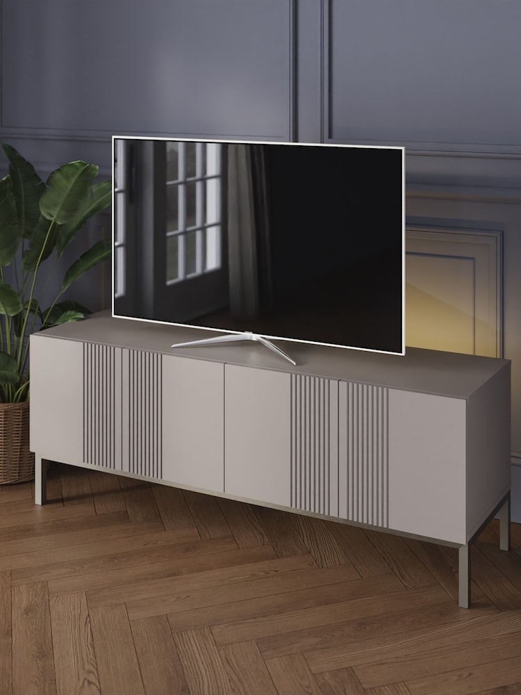 Frank Olsen Grey Iona 4 Door Large TV Unit with Smart Feature - Image 1 of 7