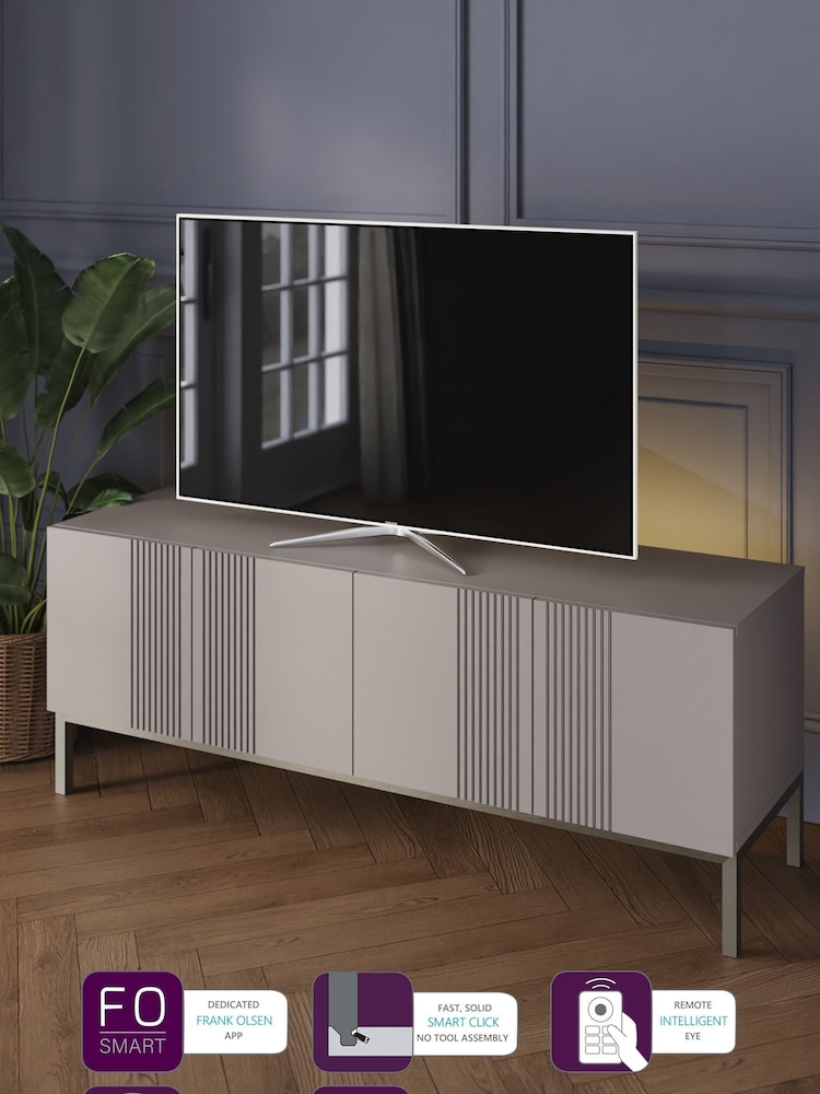 Frank Olsen Grey Iona 4 Door Large TV Unit with Smart Feature - Image 2 of 7
