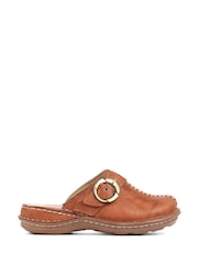Pavers Tan Ladies Lightweight Leather Clogs - Image 1 of 5