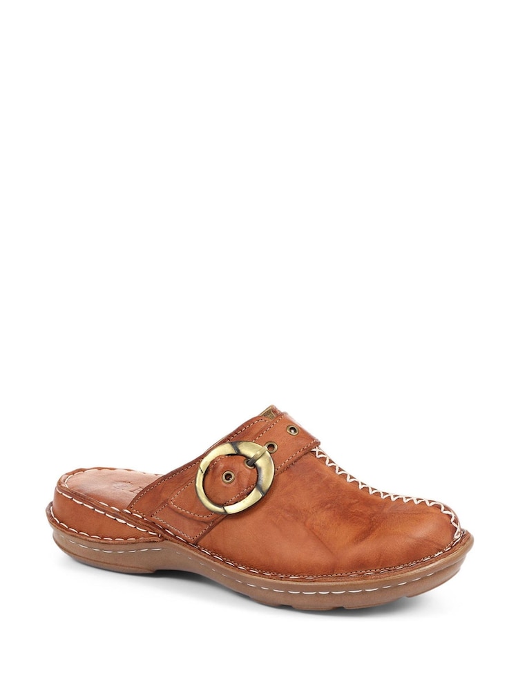 Pavers Tan Ladies Lightweight Leather Clogs - Image 2 of 5