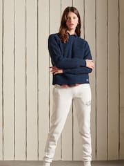Superdry Navy Tweed Rib Crew Jumper - Image 3 of 5