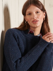 Superdry Navy Tweed Rib Crew Jumper - Image 4 of 5