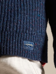 Superdry Navy Tweed Rib Crew Jumper - Image 5 of 5