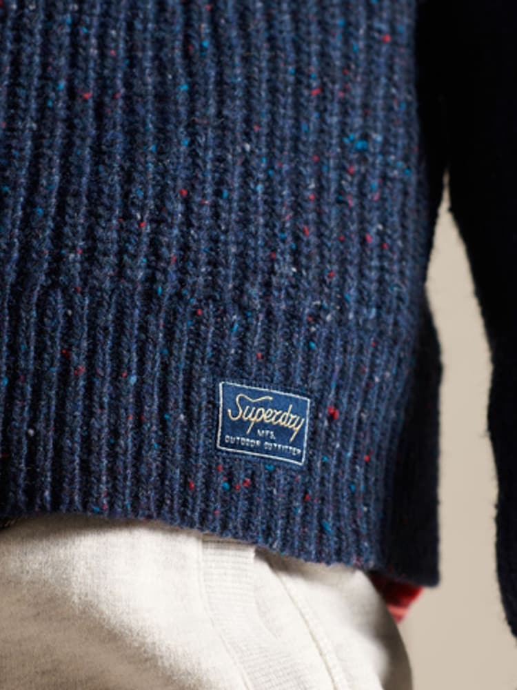 Superdry Navy Tweed Rib Crew Jumper - Image 5 of 5