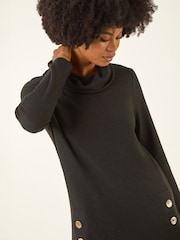 Roman Black High Neck Buttoned Top - Image 4 of 4