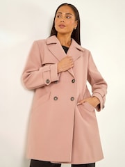 Roman Pink Petite Double Breasted Collared Peacoat - Image 1 of 4