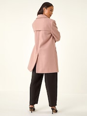 Roman Pink Petite Double Breasted Collared Peacoat - Image 3 of 4
