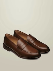 Kayumangging Balat - Mga loafer na gawa sa katad na Charles Tyrwhitt na may penny loafers - Larawan 3 ng 4