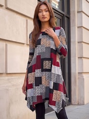 Roman Red Patchwork Pocket Detail Stretch Dress - Image 1 of 4