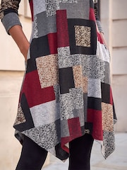 Roman Red Patchwork Pocket Detail Stretch Dress - Image 4 of 4