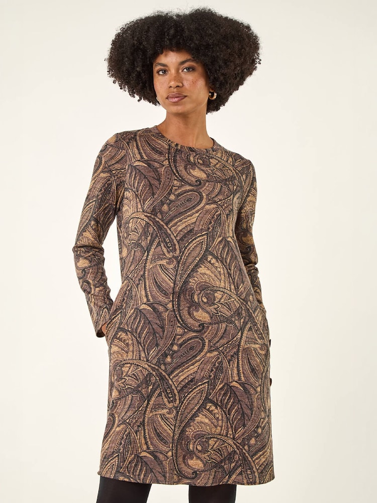 jersey swing dress with pockets Buy Roman Brown Paisley Pocket from Next USA Sorrento Stroll Printed Maxi