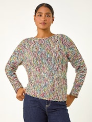Roman Green Batwing Tape Yarn Jumper - Image 1 of 4