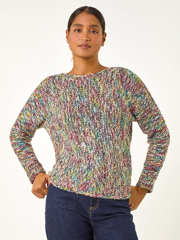 Roman Green Batwing Tape Yarn Jumper - Image 1 of 4 Roman Green Batwing Tape Yarn Jumper - Image 1 of 4