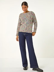 Roman Green Batwing Tape Yarn Jumper - Image 2 of 4
