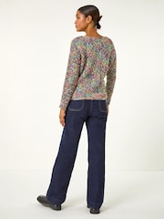 Roman Green Batwing Tape Yarn Jumper - Image 3 of 4