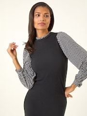 Vestido de punto con contraste geométrico de Roman - Imagen 4 de 4